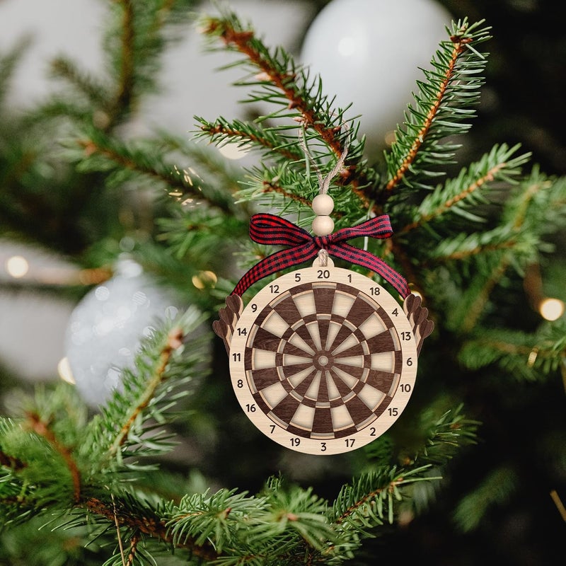 MAPDTWO Dart Ornament - Dartboard Ornaments, Darts Ornaments for Christmas Tree - Dartboard Gifts for Men, Lovers, Teen Boys, Girls, Players - 2 Layered Wood Ornament 2025 - Image 4